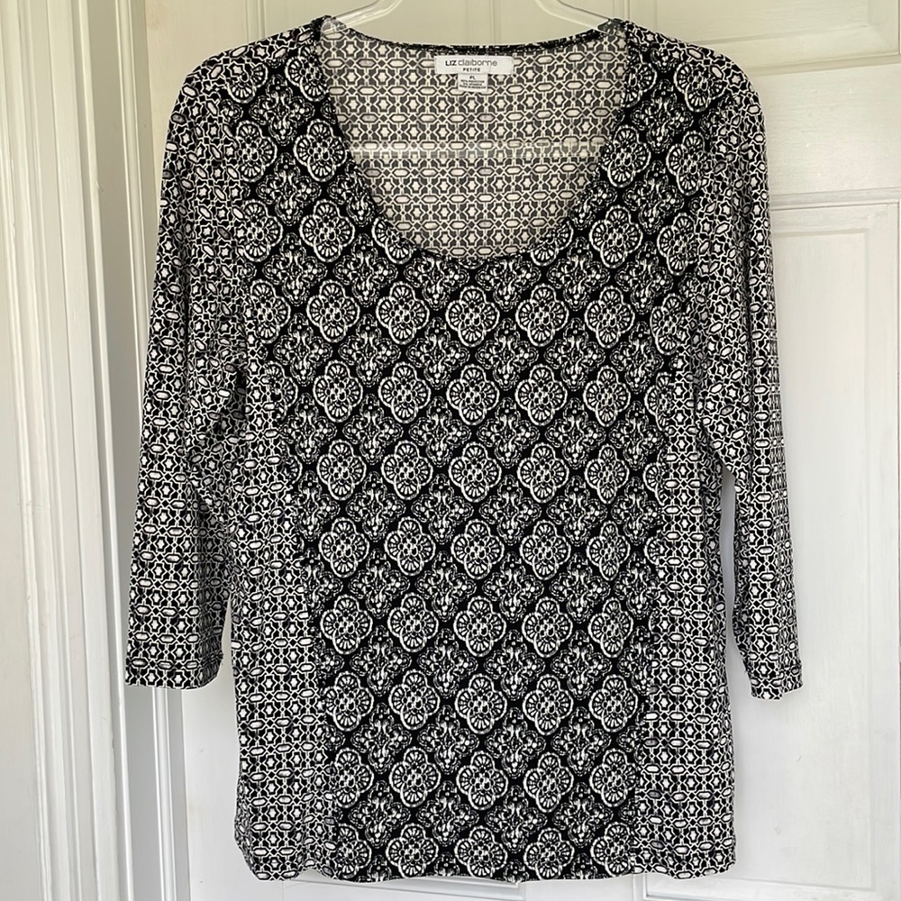 Liz Clairborne, Petite Large, black and white blouse